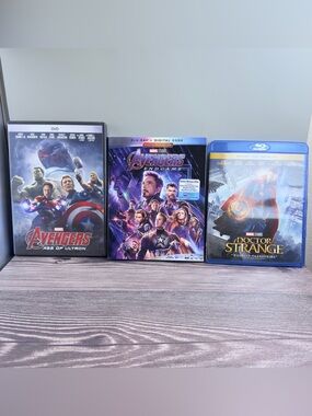 Avengers Age of Ultron DVD + Endgame Blu-ray + Doctor Strange Blu-ray Lot